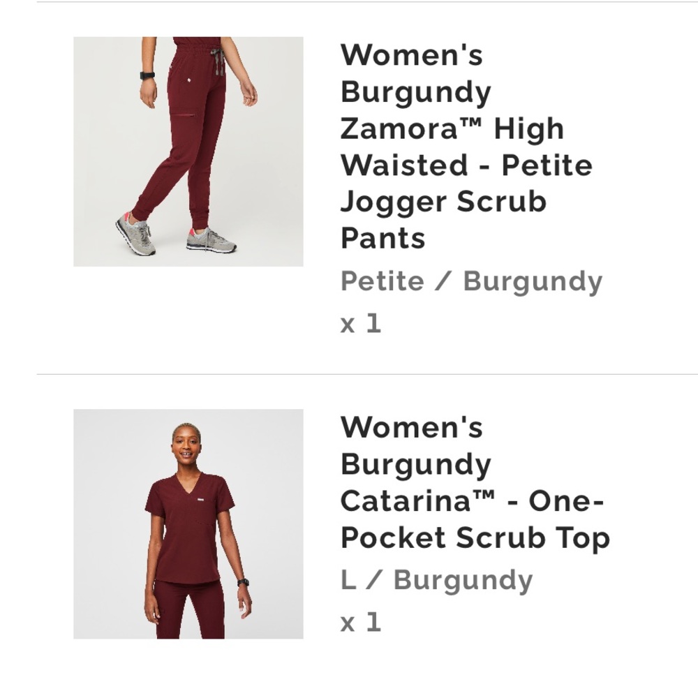 Figs burgundy one pocket Catarina scrub top Large